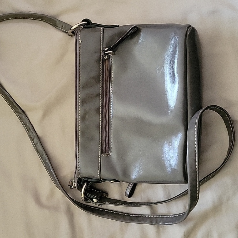 Giani Bernini Genuine Leather Crossbody Bag, Grey - Picture 8 of 12